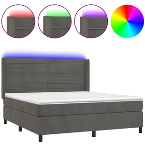 vidaXL Sommier à lattes de lit matelas et LED Gris foncé 180x200 cm pas cher