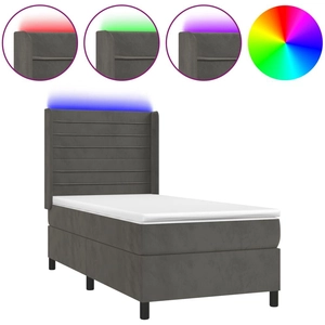 vidaXL Sommier à lattes de lit matelas et LED Gris foncé 100x200 cm pas cher