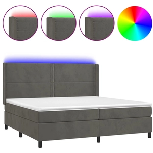 vidaXL Sommier à lattes de lit matelas et LED Gris foncé 200x200 cm pas cher