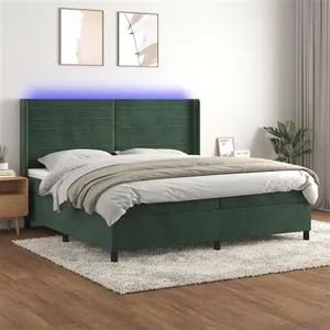 vidaXL Sommier à lattes de lit matelas et LED Vert foncé 200x200 cm pas cher