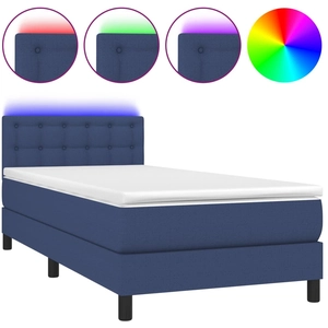 vidaXL Sommier à lattes de lit avec matelas LED Bleu 120x200 cm Tissu pas cher