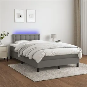 vidaXL Sommier à lattes de lit et matelas et LED Gris foncé 120x200 cm pas cher
