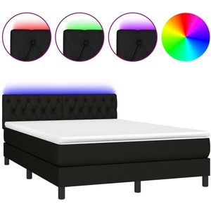 vidaXL Sommier à lattes de lit avec matelas LED Noir 180x200 cm Tissu pas cher