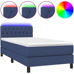 vidaXL Sommier à lattes de lit avec matelas LED Bleu 180x200 cm Tissu pas cher