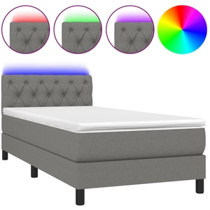 vidaXL Sommier à lattes de lit et matelas et LED Gris foncé 120x200 cm pas cher