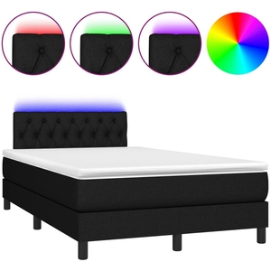 vidaXL Sommier à lattes de lit avec matelas LED Noir 120x200 cm Tissu pas cher