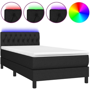 vidaXL Sommier à lattes de lit avec matelas LED Noir 100x200 cm Tissu pas cher