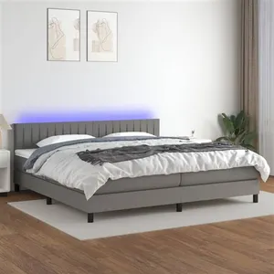 vidaXL Sommier à lattes de lit et matelas et LED Gris foncé 200x200 cm pas cher