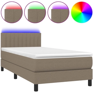 vidaXL Sommier à lattes de lit avec matelas LED Taupe 120x200 cm Tissu pas cher