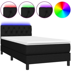 vidaXL Sommier à lattes de lit avec matelas et LED Noir 80x200cm Tissu pas cher