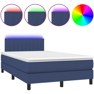 vidaXL Sommier à lattes de lit avec matelas LED Bleu 160x200 cm Tissu pas cher