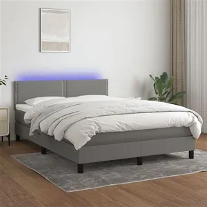 vidaXL Sommier à lattes de lit et matelas et LED Gris foncé 140x190 cm pas cher