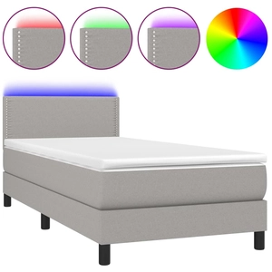 vidaXL Sommier à lattes de lit matelas LED Gris clair 120x200 cm Tissu pas cher