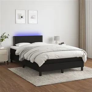 vidaXL Sommier à lattes de lit avec matelas et LED Noir 120 x 200 cm pas cher