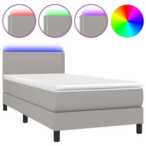 vidaXL Sommier à lattes de lit avec matelas et LED Gris clair 90x190cm pas cher