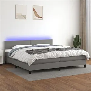 vidaXL Sommier à lattes de lit et matelas et LED Gris foncé 200x200 cm pas cher