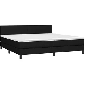 vidaXL Sommier à lattes de lit et matelas et LED Noir 200x200 cm Tissu pas cher