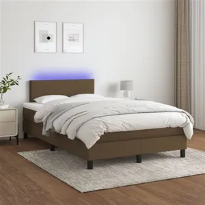 vidaXL Sommier à lattes de lit matelas et LED Marron foncé 120x200 cm pas cher