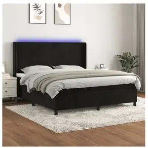 vidaXL Sommier à lattes de lit matelas et LED Noir 160x200 cm Velours