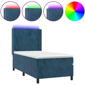 vidaXL Sommier à lattes de lit matelas LED Bleu foncé 90x200cm Velours pas cher