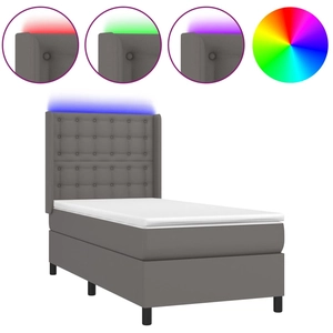 vidaXL Sommier à lattes de lit matelas LED Gris 160x200 cm Similicuir pas cher