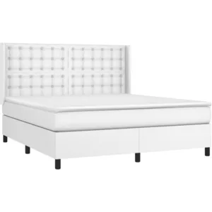 vidaXL Sommier à lattes de lit matelas LED Blanc 160x200 cm Similicuir pas cher