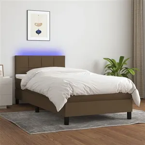 vidaXL Sommier à lattes de lit matelas et LED Marron foncé 100x200cm pas cher