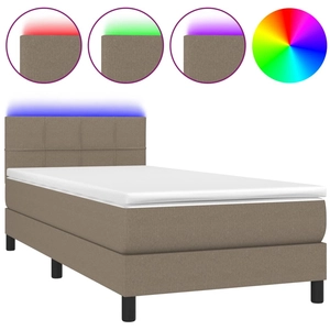 vidaXL Sommier à lattes de lit avec matelas LED Taupe 120x200 cm Tissu pas cher