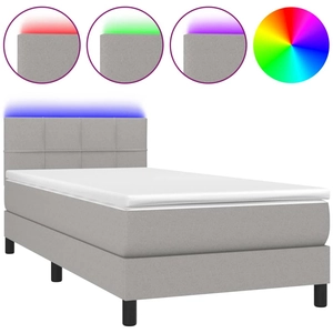 vidaXL Sommier à lattes de lit et matelas et LED Gris clair 140x190 cm pas cher