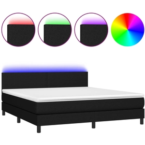 vidaXL Sommier à lattes de lit avec matelas LED Noir 180x200 cm Tissu pas cher