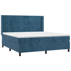 vidaXL Sommier à lattes de lit matelas et LED Bleu foncé 160x200 cm pas cher