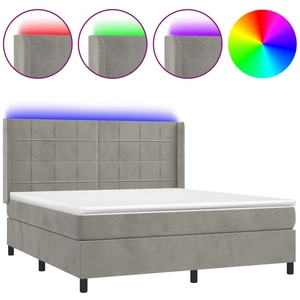 vidaXL Sommier à lattes de lit matelas et LED Gris clair 160x200 cm pas cher