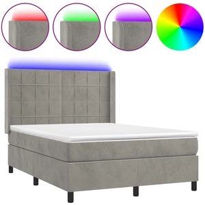 vidaXL Sommier à lattes de lit matelas et LED Gris clair 140x200 cm pas cher