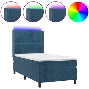vidaXL Sommier à lattes de lit matelas et LED Bleu foncé 100x200 cm pas cher