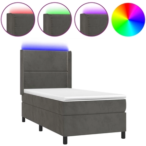 vidaXL Sommier à lattes de lit matelas et LED Gris foncé 140x190 cm pas cher