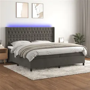 vidaXL Sommier à lattes de lit matelas et LED Gris foncé 200x200 cm pas cher