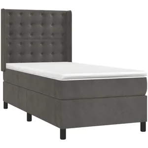vidaXL Sommier à lattes de lit matelas LED Gris foncé 80x200cm Velours pas cher