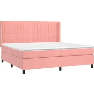 vidaXL Sommier à lattes de lit matelas et LED Rose 200x200 cm Velours pas cher