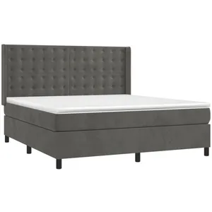 vidaXL Sommier à lattes de lit matelas et LED Gris foncé 180x200 cm pas cher