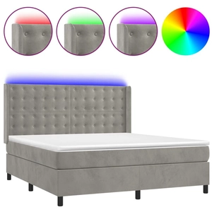 vidaXL Sommier à lattes de lit matelas et LED Gris clair 160x200 cm pas cher