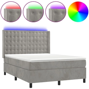 vidaXL Sommier à lattes de lit matelas et LED Gris clair 140x190 cm pas cher