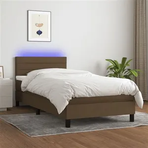 vidaXL Sommier à lattes de lit et matelas et LED Marron foncé 80x200cm pas cher