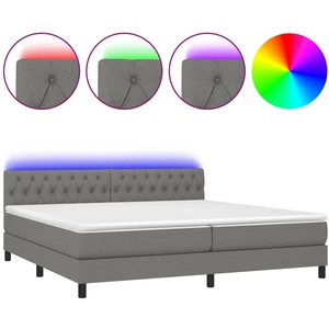 vidaXL Sommier à lattes de lit et matelas et LED Gris foncé 200x200 cm pas cher