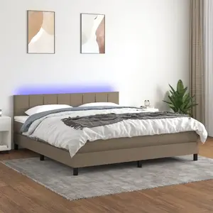 vidaXL Sommier à lattes de lit avec matelas et LED Taupe 180x200 cm pas cher