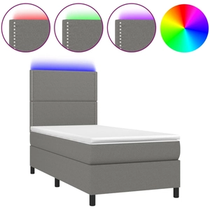 vidaXL Sommier à lattes de lit avec matelas et LED Gris foncé 90x200cm pas cher