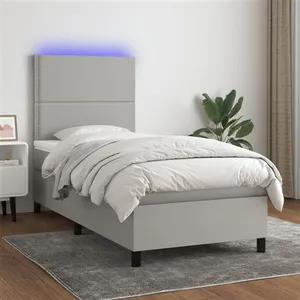 vidaXL Sommier à lattes de lit avec matelas et LED Gris clair 90x190cm pas cher