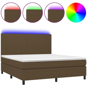 vidaXL Sommier à lattes de lit matelas et LED Marron foncé 180x200 cm pas cher