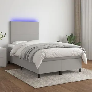 vidaXL Sommier à lattes de lit et matelas et LED Gris clair 120x200 cm pas cher