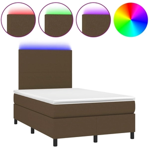 vidaXL Sommier à lattes de lit matelas et LED Marron foncé 120x200 cm pas cher