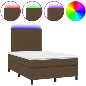 vidaXL Sommier à lattes de lit et matelas LED Marron foncé 160x200 cm